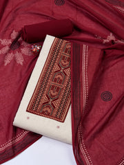 Printed Cotton Blend Unstitched Suit Piece With Dupatta
