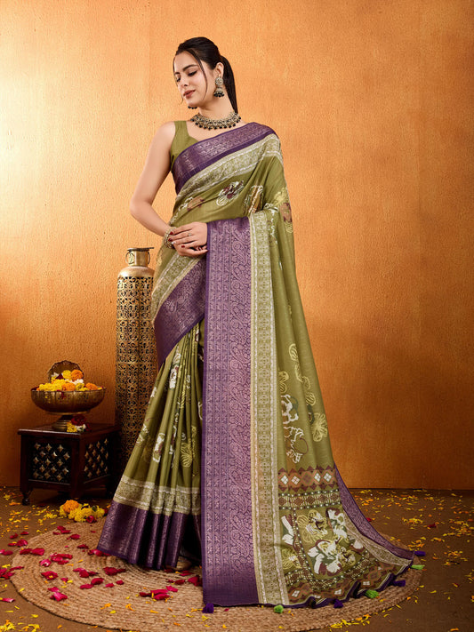 Patola Zari Border Art Silk Woven Saree