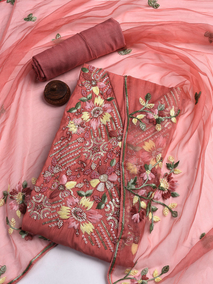 Neck Embroidery Cotton Unstitched Suit With Dupatta