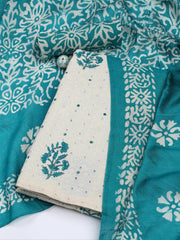 Schiffli Embroidery Cotton Blend Unstitched Suit With Dupatta