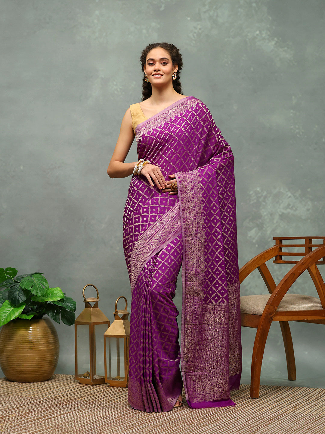 Woven Jaal Georgette Saree
