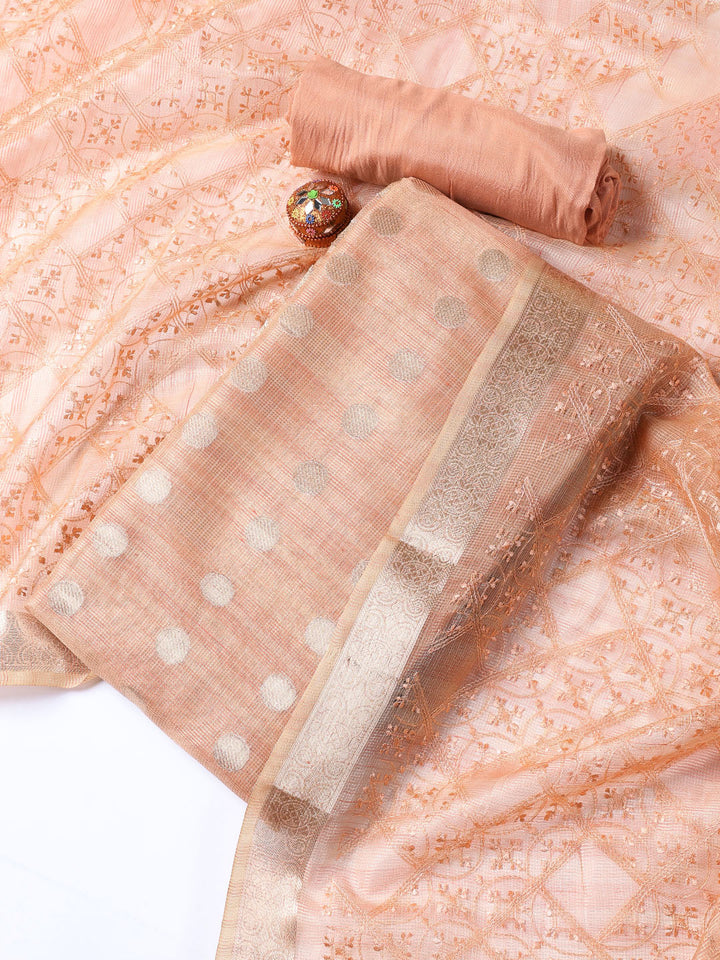 Woven Tissue Unstitched Suit With Dupatta