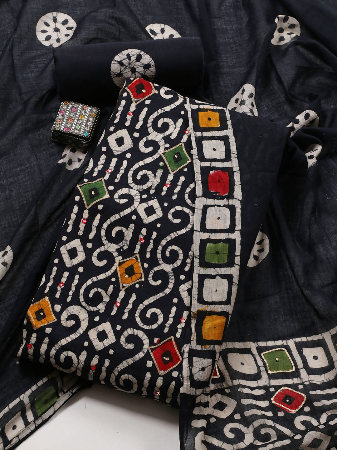 Printed Cotton Blend Unstitched Suit With Dupatta
