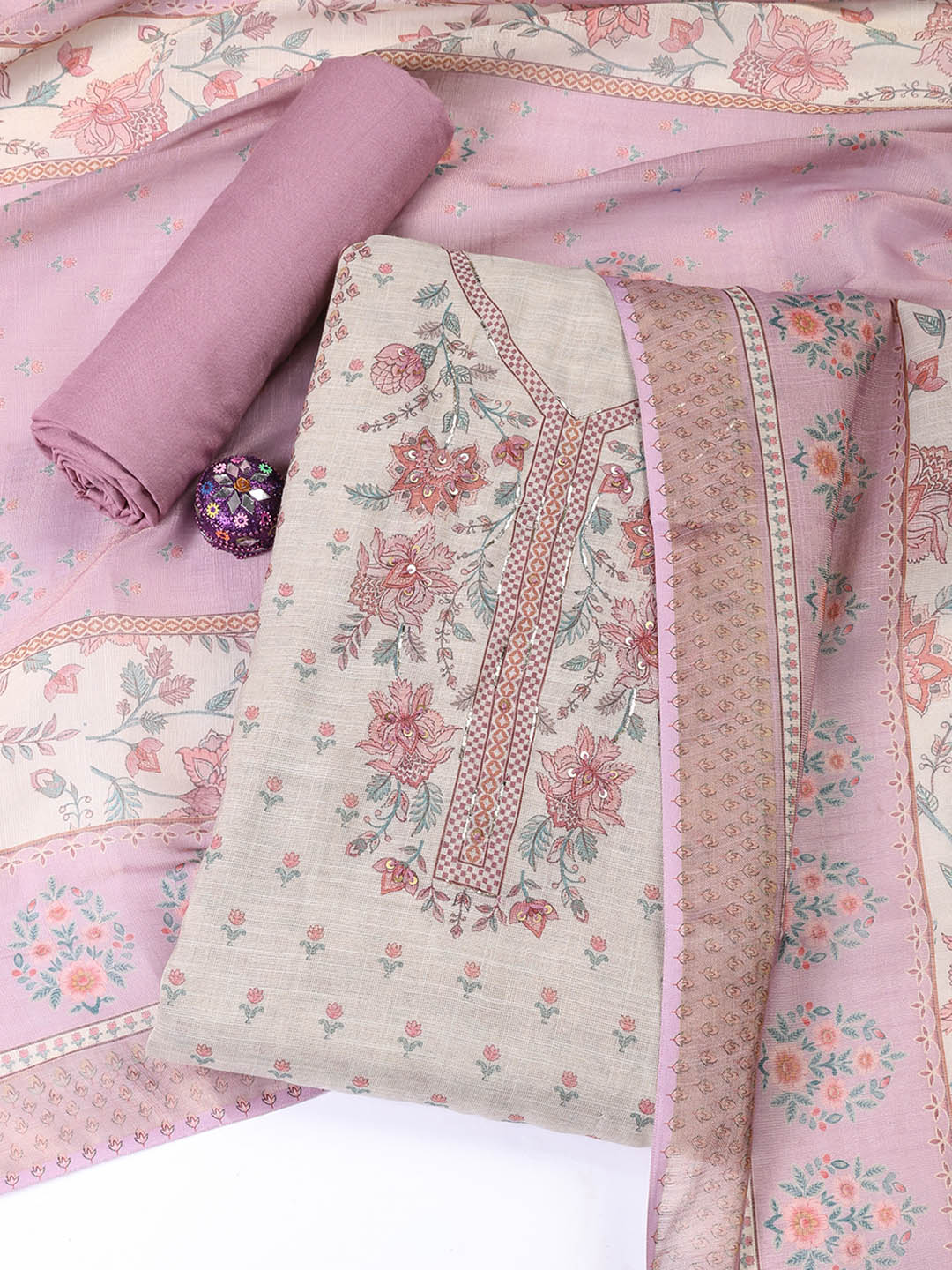 Printed Tissue Unstitched Suit Piece With Dupatta