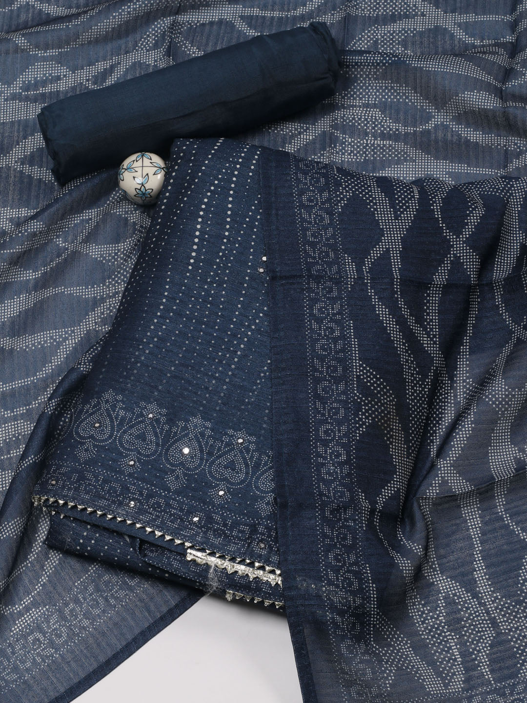 Printed Tussar Unstitched Suit With Dupatta