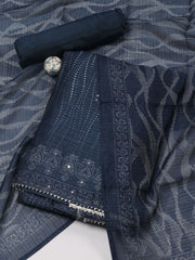Printed Tussar Unstitched Suit With Dupatta