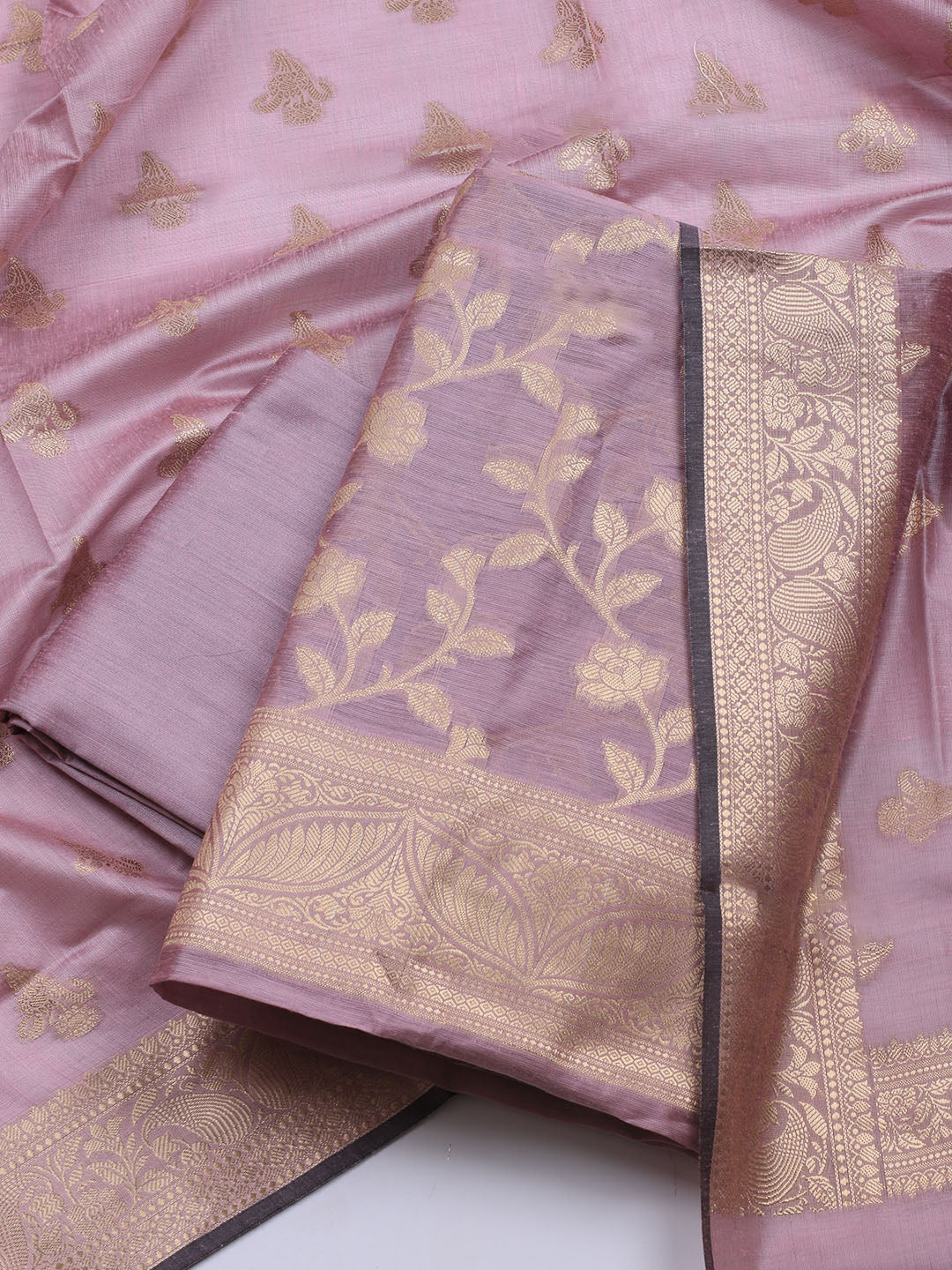 Woven Chanderi Unstitched Suit With Dupatta