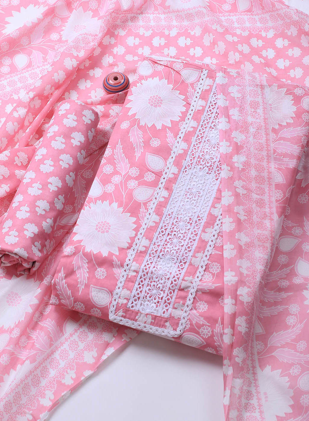 Printed Cotton Blend Unstitched Suit With Dupatta