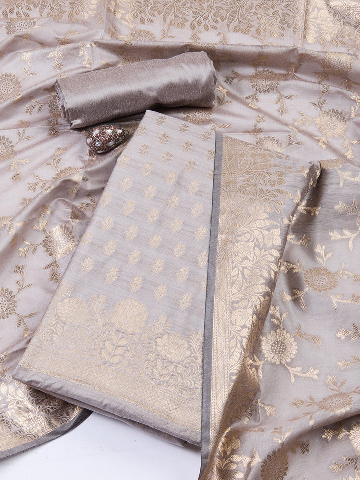 Woven Chanderi Unstitched Suit With Dupatta