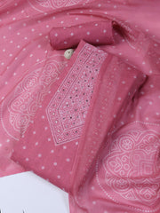 Neck Work Cotton Blend Unstitched Suit With Dupatta