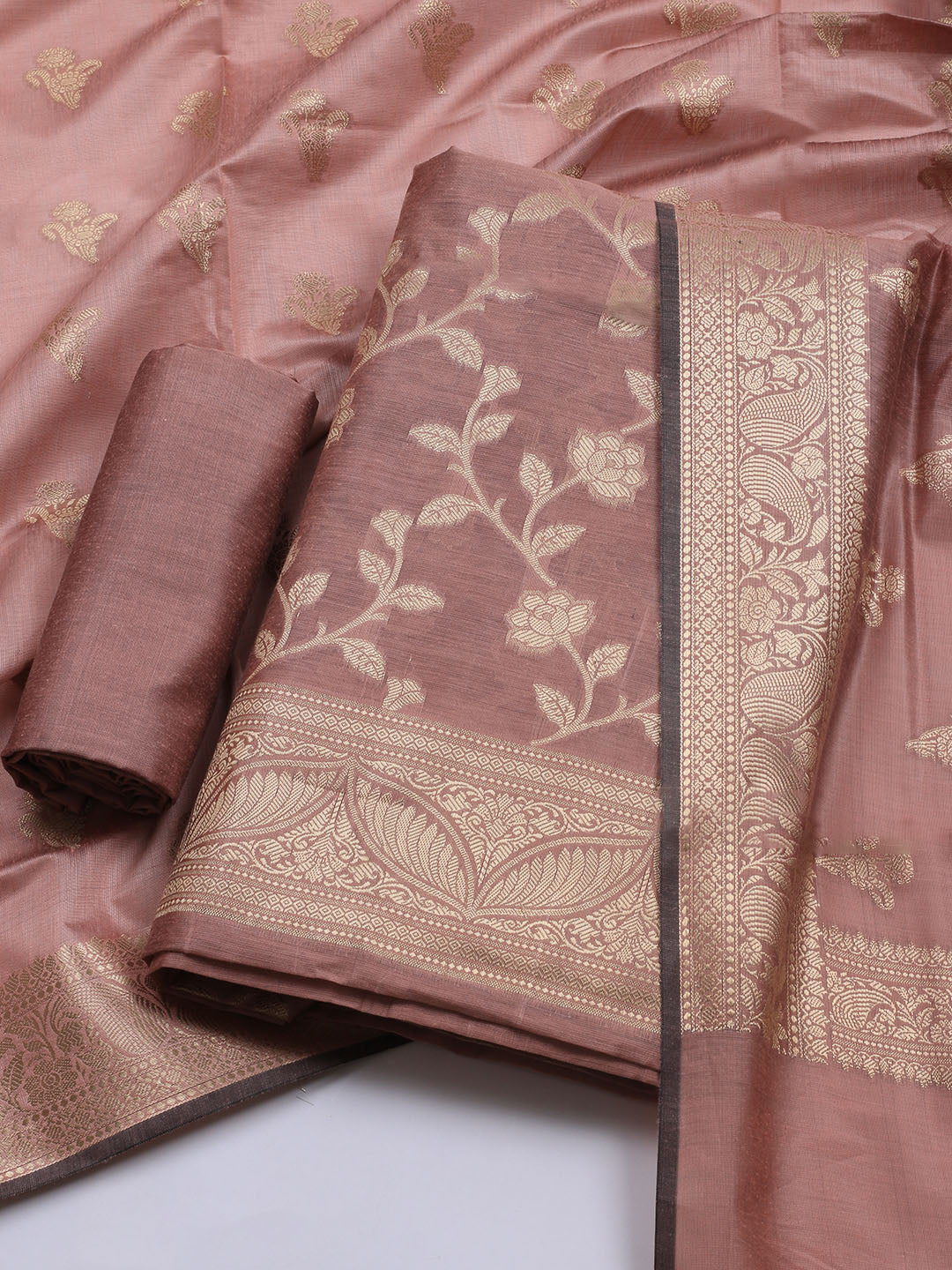 Woven Chanderi Unstitched Suit With Dupatta