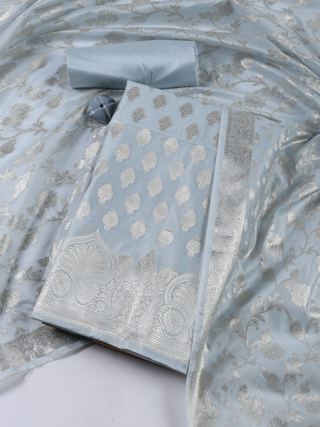 Woven Chanderi Unstitched Suit With Dupatta