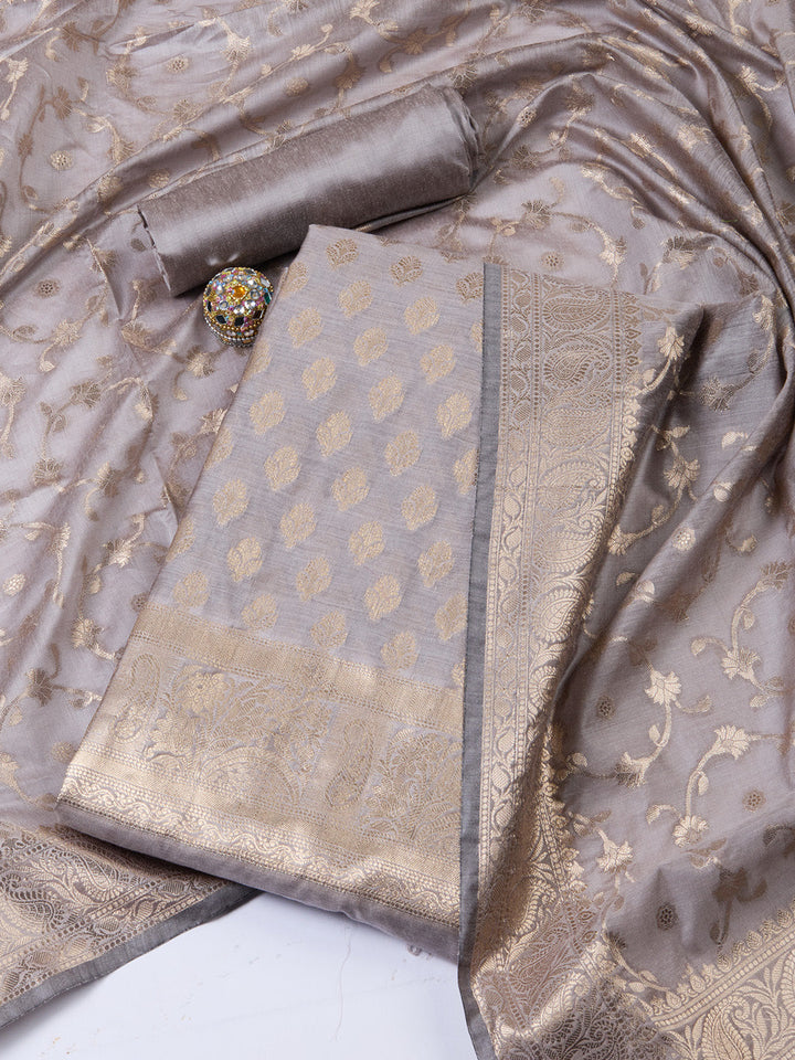 Woven Chanderi Unstitched Suit With Dupatta