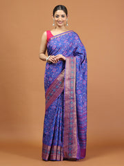 Patola Zari Border Printed Cotton Blend Woven Saree