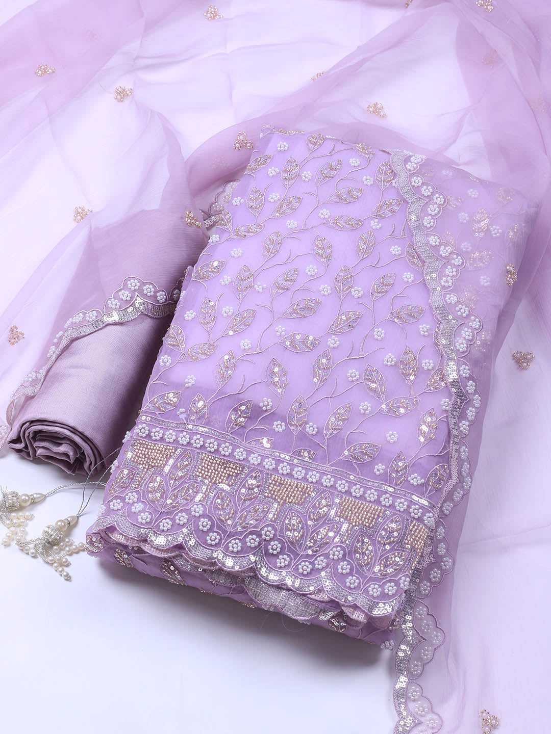 Embroidered Chiffon Unstitched Suit With Dupatta