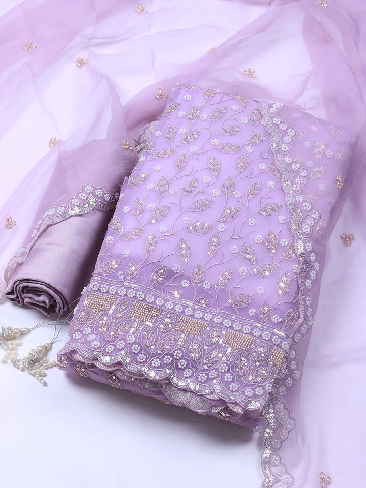 Embroidered Chiffon Unstitched Suit With Dupatta