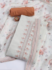 Printed Cotton Blend Unstitched Suit With Dupatta