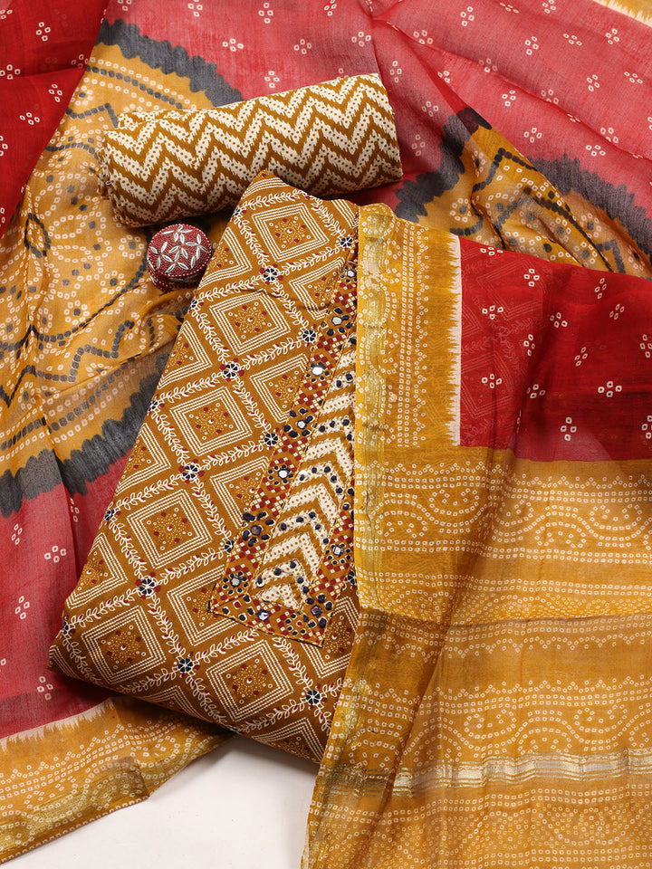 Neck Patti Cotton Blend Unstitched Suit Dupatta