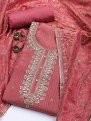 Neck Embroidered Tissue Unstitched Suit With Dupatta