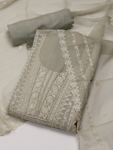 All Over Embroidered Chiffon Unstitched Suit With Dupatta