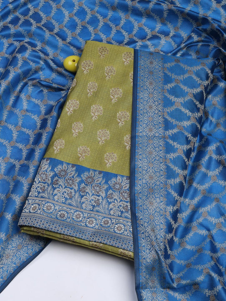 Floral Woven Booti Chanderi Unstitched Suit With Dupatta