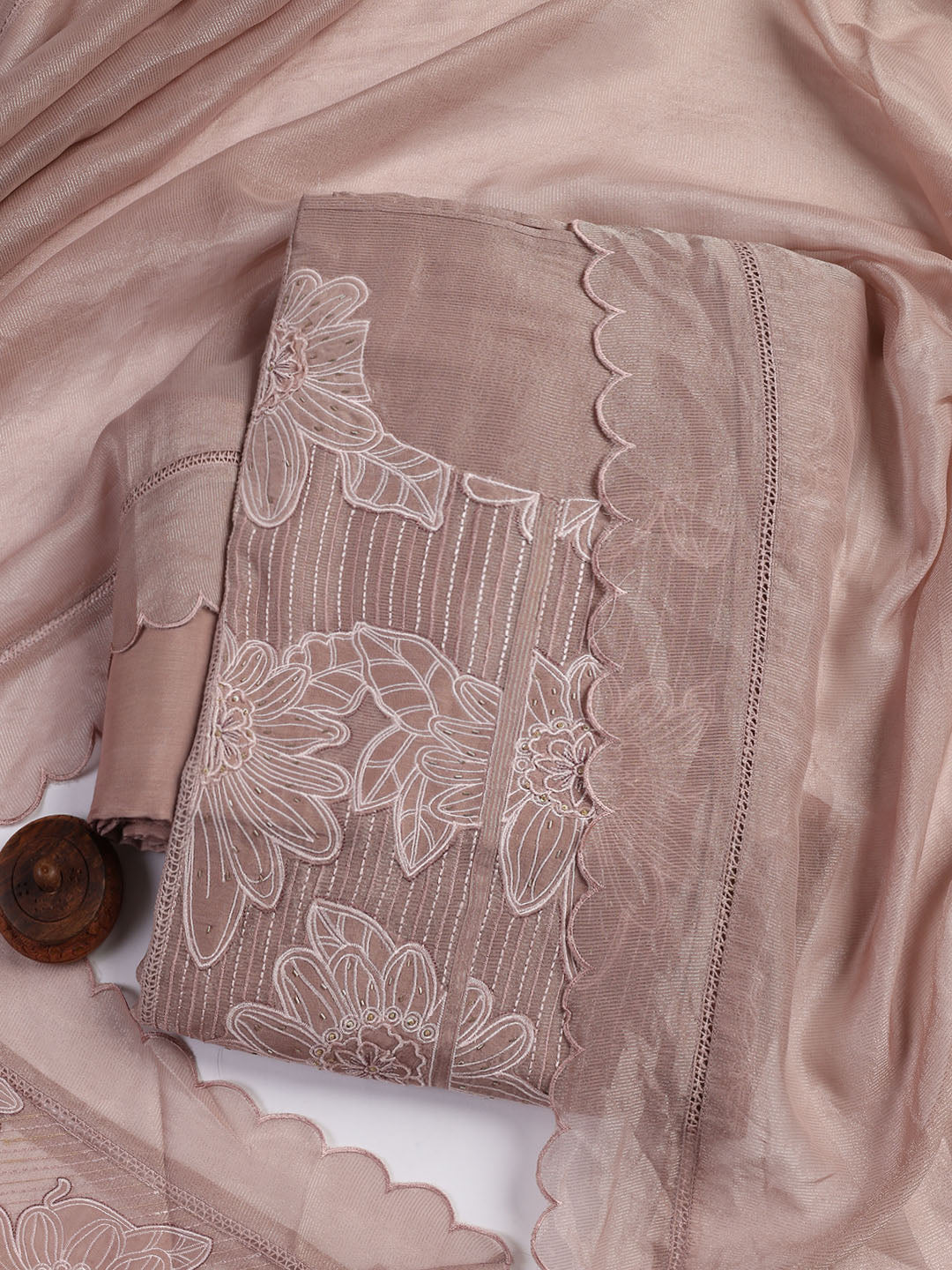 Embroidery Tissue Unstitched Suit With Dupatta