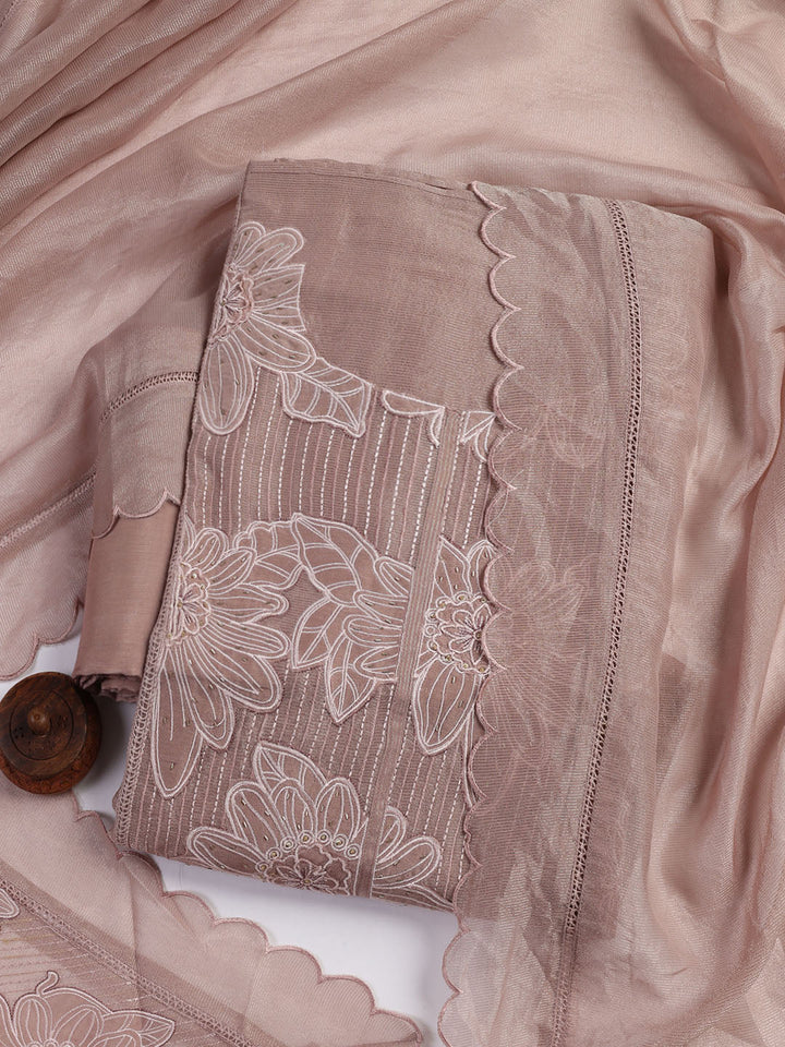Embroidery Tissue Unstitched Suit With Dupatta