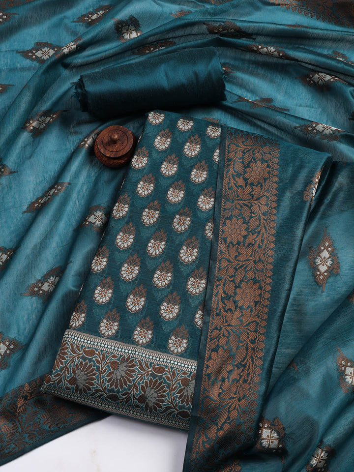 Woven Chanderi Unstitched Suit With Dupatta