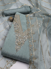 Neck Embroidered Tissue Unstitched Suit With Dupatta