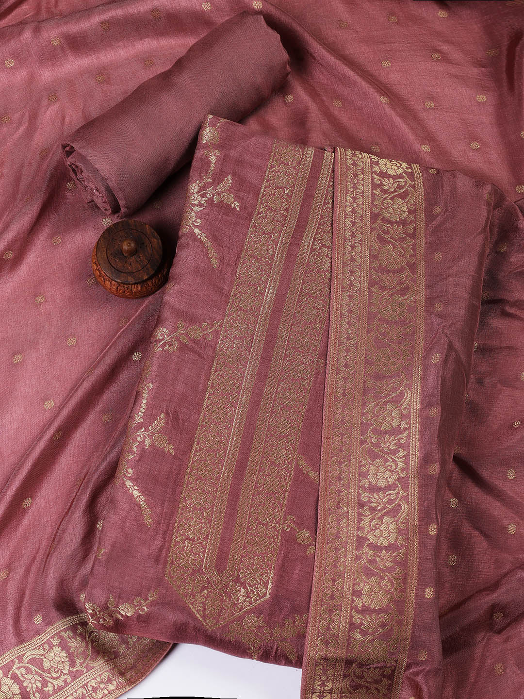 Embroidered Chanderi Unstitched Suit Piece With Dupatta