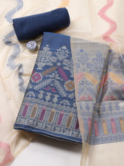 Jamdani Chanderi Unstitched Suit Piece With Dupatta