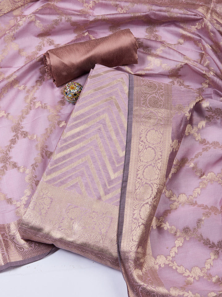 Woven Chanderi Unstitched Suit With Dupatta