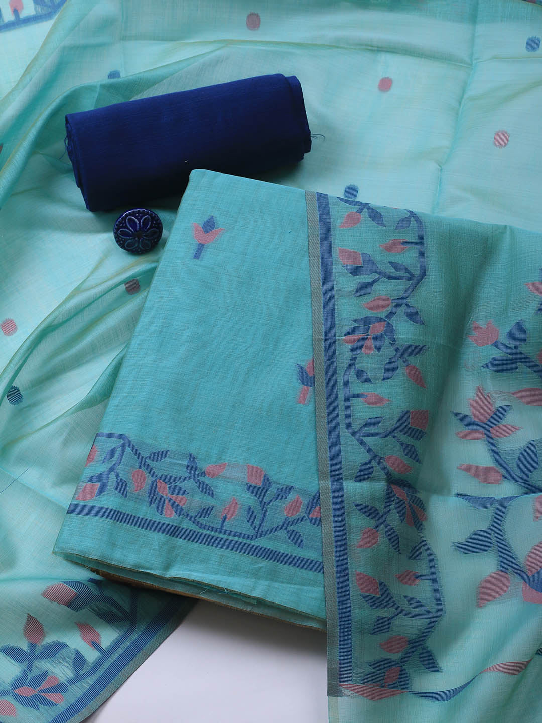 Jamdani Chanderi Unstitched Suit Piece With Dupatta