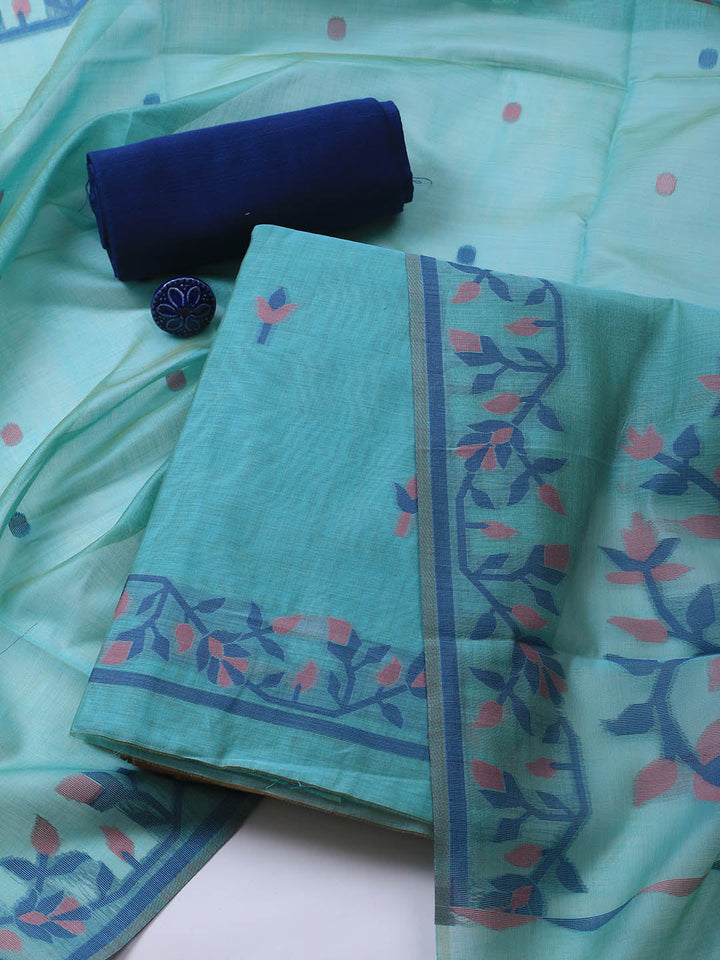 Jamdani Chanderi Unstitched Suit Piece With Dupatta