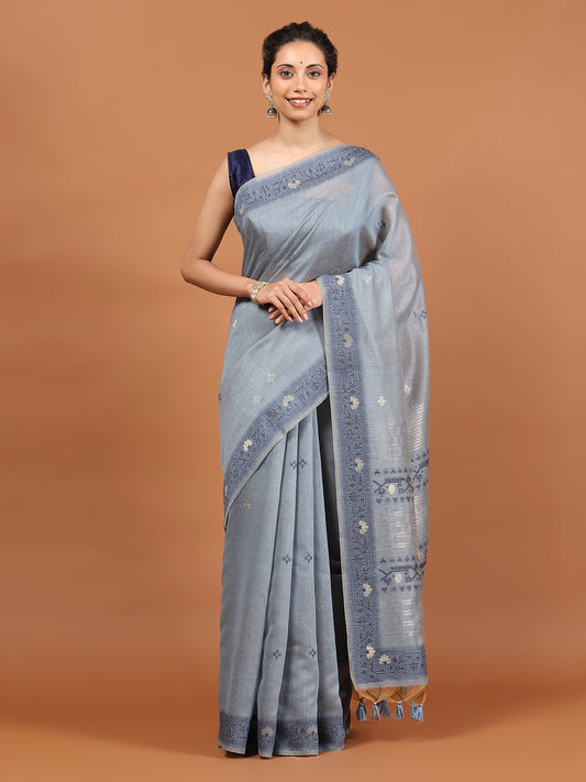 Woven Border Booti Art Silk Saree