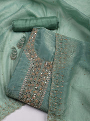 Neck Embroidered Tissue Unstitched Suit With Dupatta