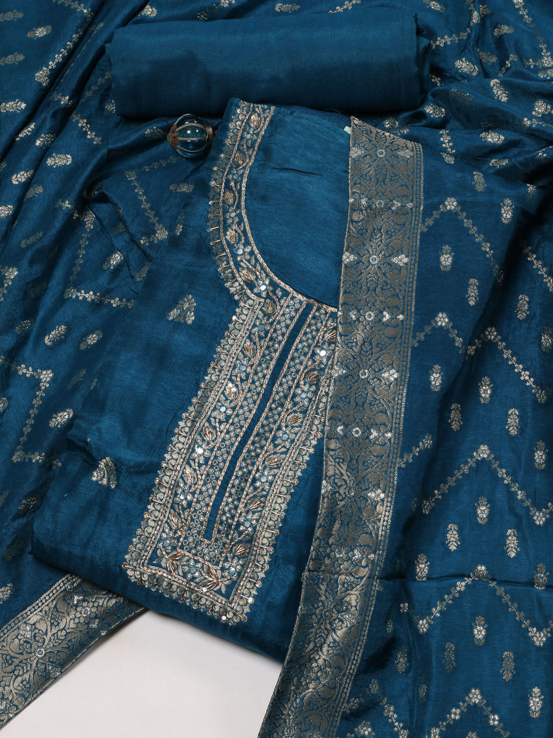Woven Chanderi Unstitched Suit Dupatta