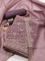 Embroidered Organza Unstitched Suit Piece With Dupatta