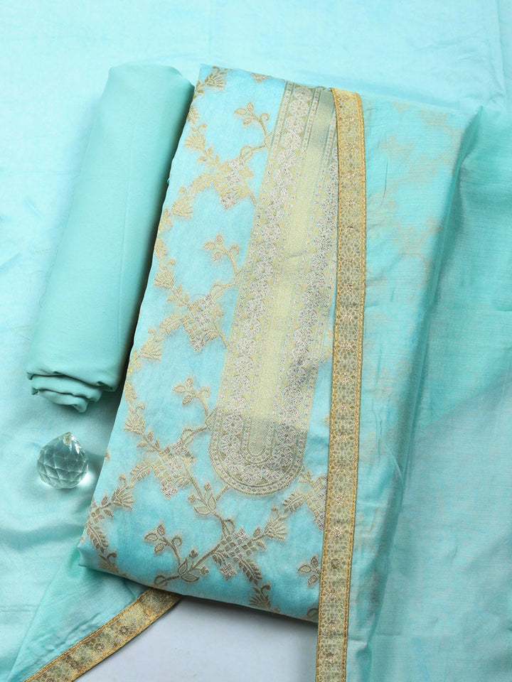 Embroidered Cotton Unstitched Suit With Pant &amp; Dupatta