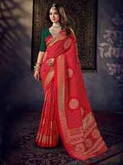 Bandhani Print Art Silk Woven Saree