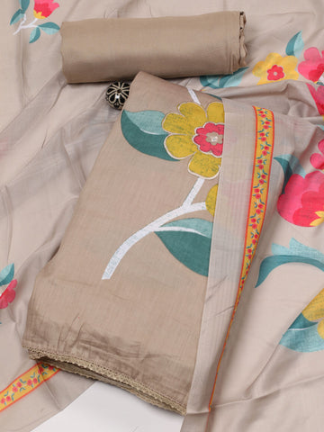 Printed Cotton Blend Unstitched Suit With Dupatta