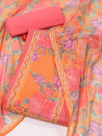 Floral Printed Cotton Unstitched Suit Dupatta