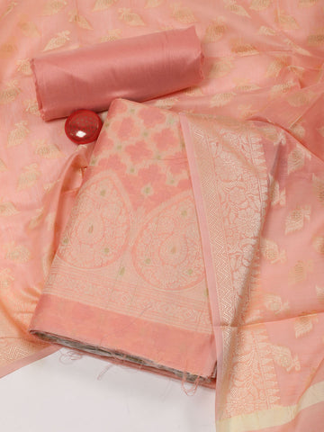 Woven Chanderi Unstitched Suit With Dupatta