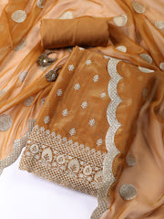 Neck Embroidered Tissue Unstitched Suit With Dupatta