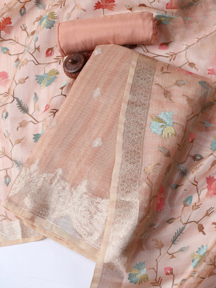 Woven Tissue Unstitched Suit With Dupatta