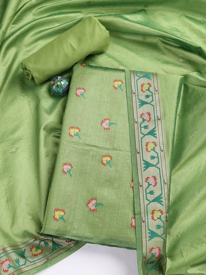 Woven Chanderi Unstitched Suit Piece With Dupatta