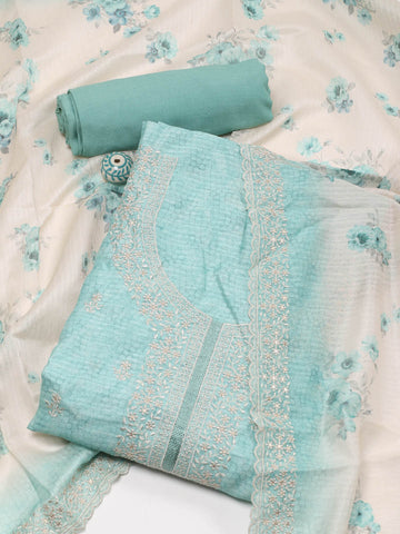 Neck Embroidered Cotton Unstitched Suit With Dupatta