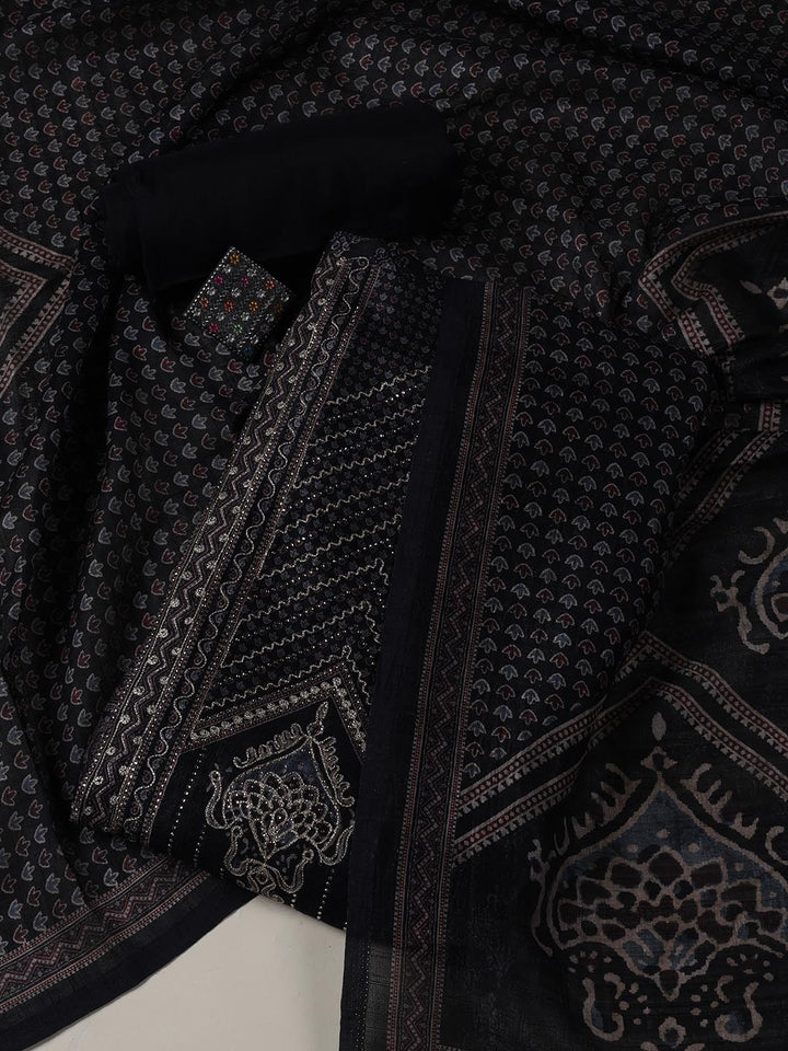Neck Embroidery Tussar Unstitched Suit Piece With Dupatta