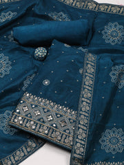 Woven Art Silk Unstitched Suit Piece With Dupatta