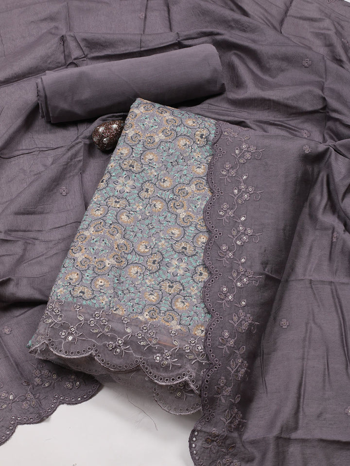 Printed Cotton Blend Unstitched Suit Piece With Dupatta